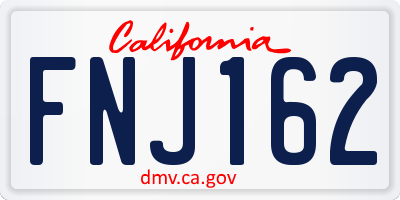 CA license plate FNJ162