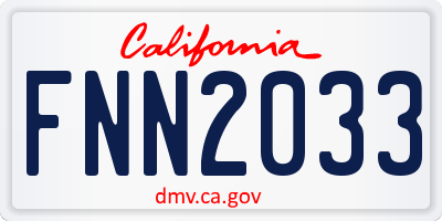 CA license plate FNN2033