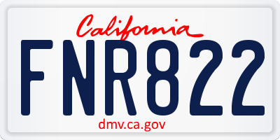 CA license plate FNR822