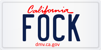 CA license plate FOCK