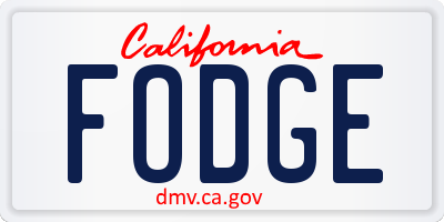 CA license plate FODGE