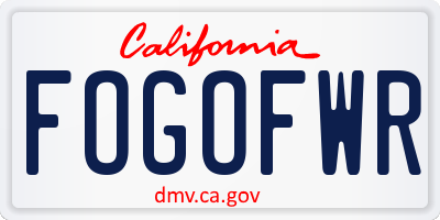 CA license plate FOGOFWR