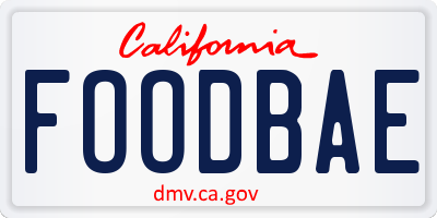 CA license plate FOODBAE