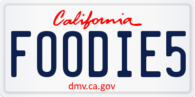 CA license plate FOODIE5