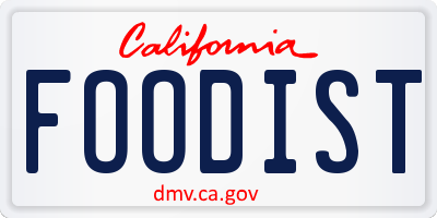 CA license plate FOODIST