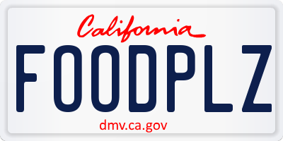 CA license plate FOODPLZ