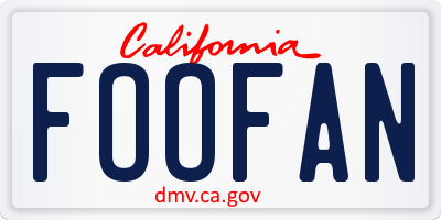 CA license plate FOOFAN