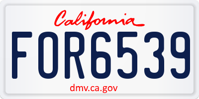 CA license plate FOR6539