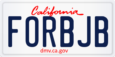 CA license plate FORBJB