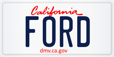 CA license plate FORD