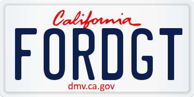 CA license plate FORDGT