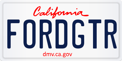 CA license plate FORDGTR