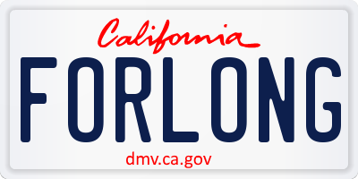 CA license plate FORLONG