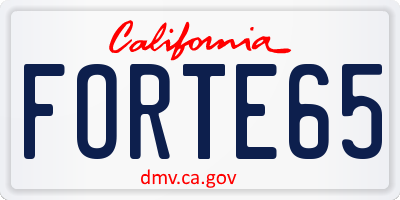 CA license plate FORTE65