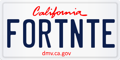 CA license plate FORTNTE