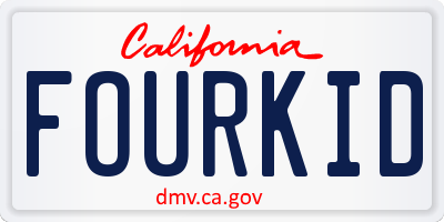 CA license plate FOURKID