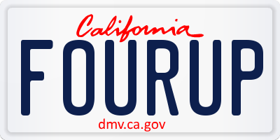 CA license plate FOURUP