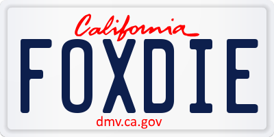 CA license plate FOXDIE