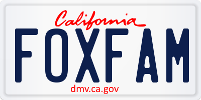 CA license plate FOXFAM