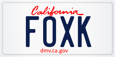 CA license plate FOXK