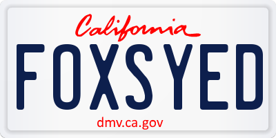 CA license plate FOXSYED