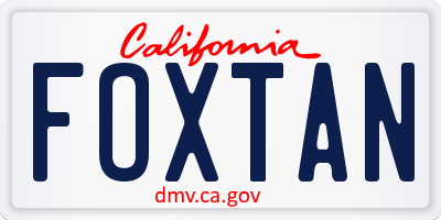 CA license plate FOXTAN