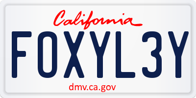 CA license plate FOXYL3Y