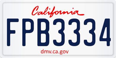 CA license plate FPB3334