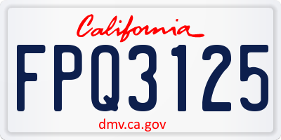 CA license plate FPQ3125