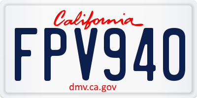 CA license plate FPV940