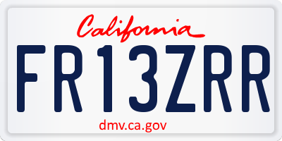 CA license plate FR13ZRR