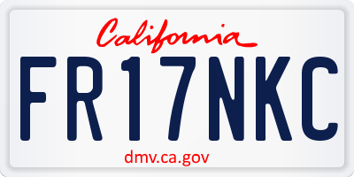 CA license plate FR17NKC