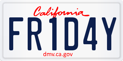 CA license plate FR1D4Y