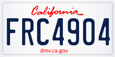 CA license plate FRC4904