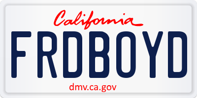 CA license plate FRDBOYD