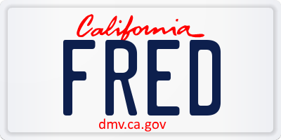 CA license plate FRED