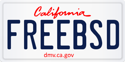 CA license plate FREEBSD