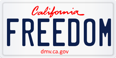 CA license plate FREEDOM