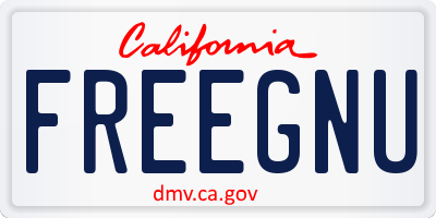 CA license plate FREEGNU