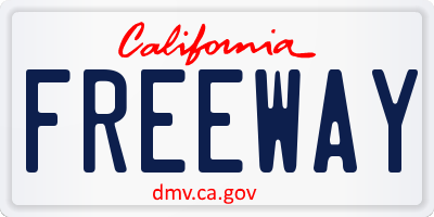 CA license plate FREEWAY