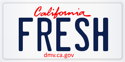 CA license plate FRESH