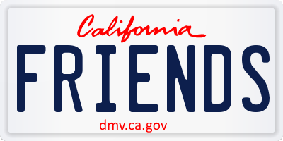 CA license plate FRIENDS