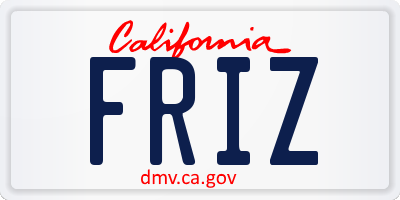 CA license plate FRIZ