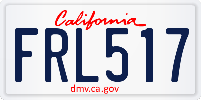 CA license plate FRL517