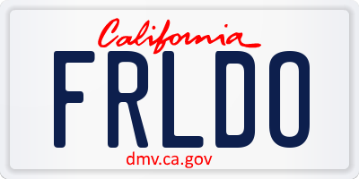 CA license plate FRLDO