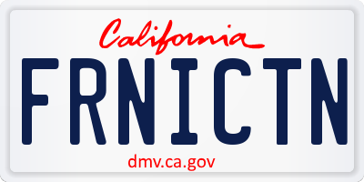 CA license plate FRNICTN