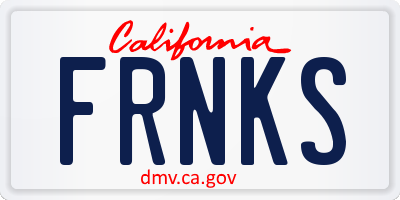 CA license plate FRNKS