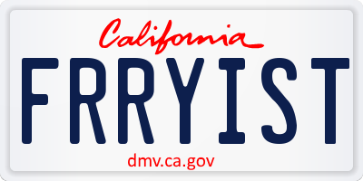 CA license plate FRRYIST