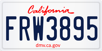 CA license plate FRW3895