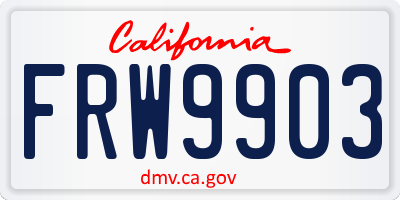 CA license plate FRW9903